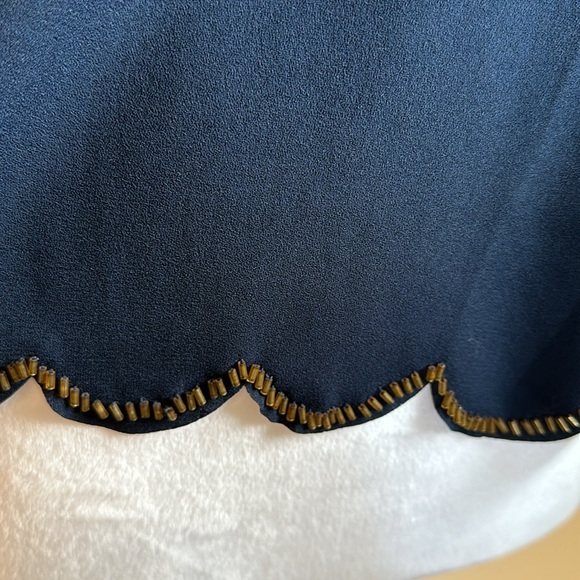 Blue Rain - Navy Beaded Scalloped Blouse - Picture 6 of 13